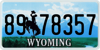 WY license plate 8978357