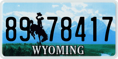 WY license plate 8978417