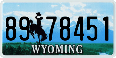 WY license plate 8978451
