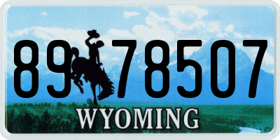 WY license plate 8978507