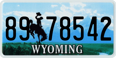 WY license plate 8978542