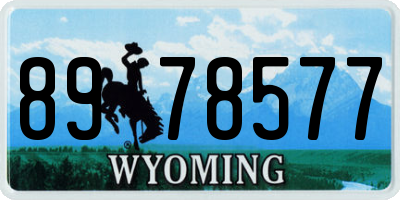 WY license plate 8978577