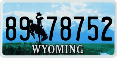 WY license plate 8978752