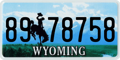 WY license plate 8978758