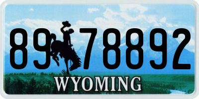 WY license plate 8978892