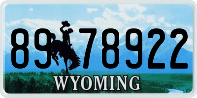 WY license plate 8978922