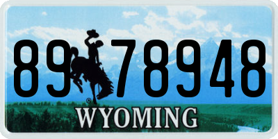 WY license plate 8978948