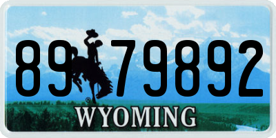WY license plate 8979892