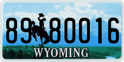 WY license plate 8980016