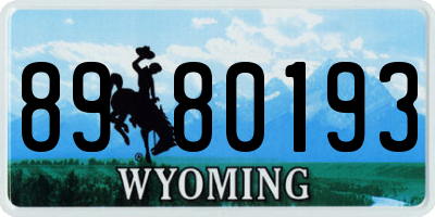 WY license plate 8980193