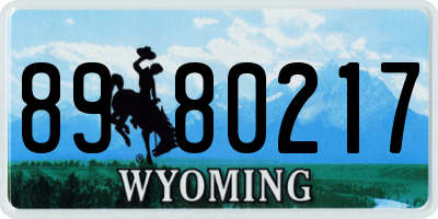 WY license plate 8980217