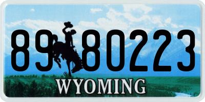 WY license plate 8980223