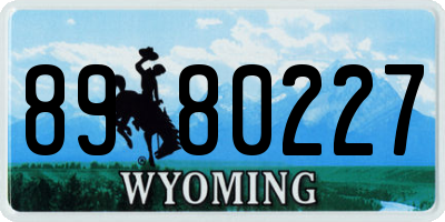 WY license plate 8980227