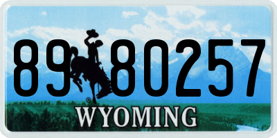 WY license plate 8980257