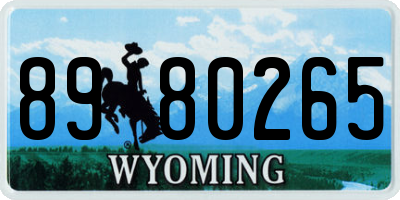 WY license plate 8980265