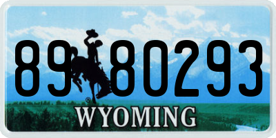 WY license plate 8980293