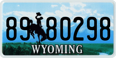 WY license plate 8980298