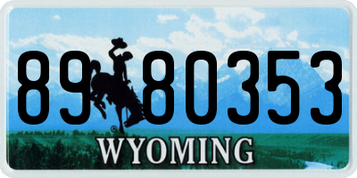 WY license plate 8980353