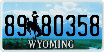 WY license plate 8980358