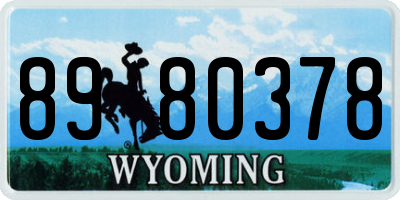 WY license plate 8980378