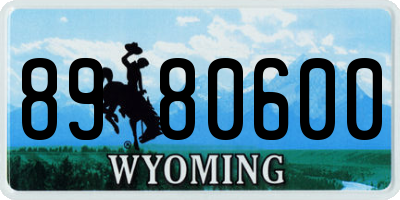 WY license plate 8980600