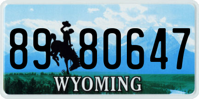WY license plate 8980647