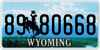 WY license plate 8980668