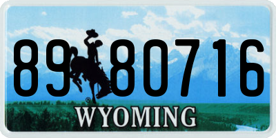 WY license plate 8980716