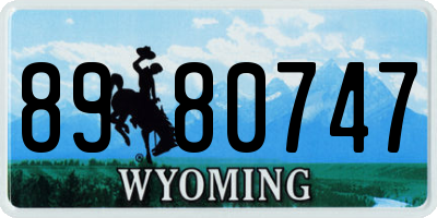 WY license plate 8980747