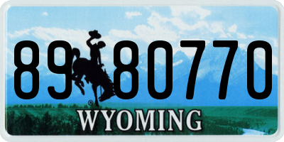 WY license plate 8980770