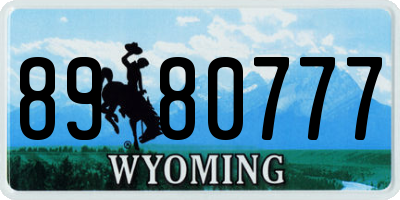 WY license plate 8980777