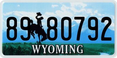 WY license plate 8980792