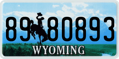 WY license plate 8980893