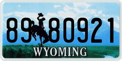 WY license plate 8980921