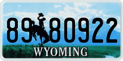 WY license plate 8980922