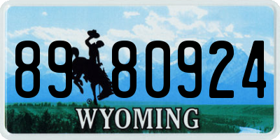 WY license plate 8980924