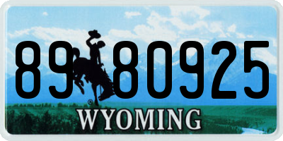 WY license plate 8980925