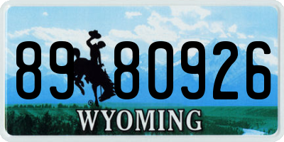 WY license plate 8980926