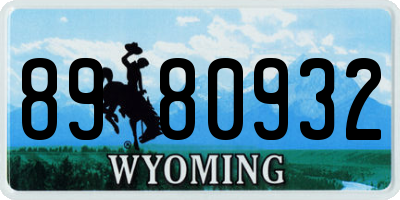 WY license plate 8980932