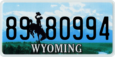 WY license plate 8980994