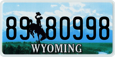 WY license plate 8980998