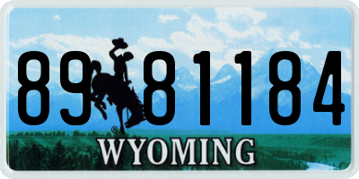 WY license plate 8981184