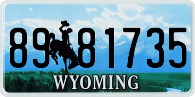 WY license plate 8981735
