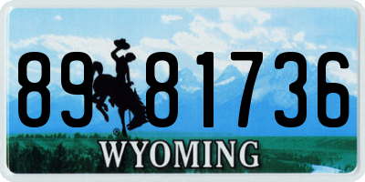WY license plate 8981736