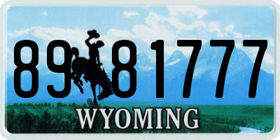 WY license plate 8981777