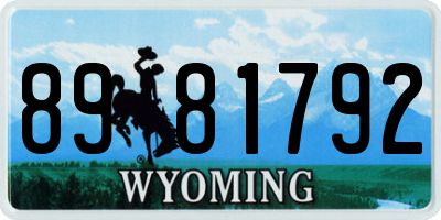 WY license plate 8981792