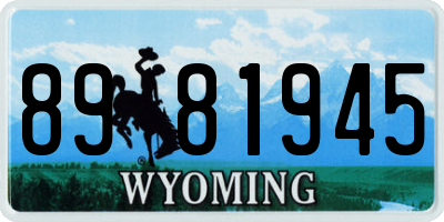WY license plate 8981945