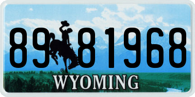 WY license plate 8981968