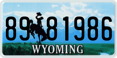 WY license plate 8981986