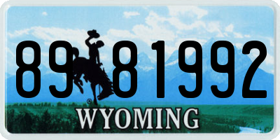 WY license plate 8981992